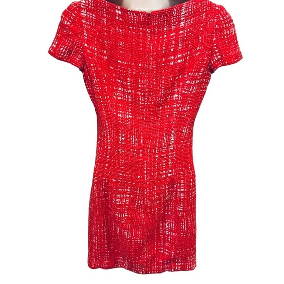 PRADA Tweed Jackie Red Dress Knee Length size 40 Short Sleeve - Picture 2 of 14